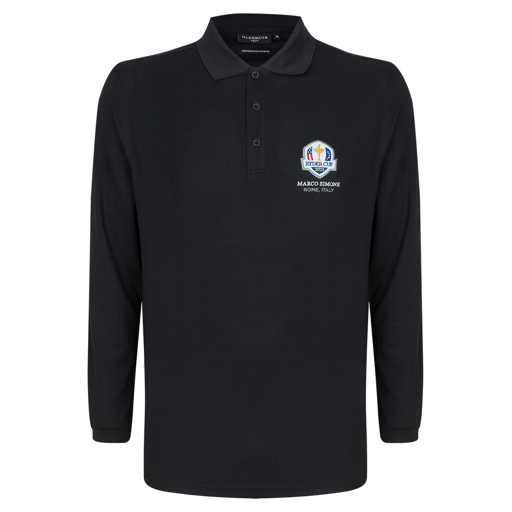 2023 Ryder Cup Glenmuir Men&#39;s Max Long Sleeve Polo Shirt - Black