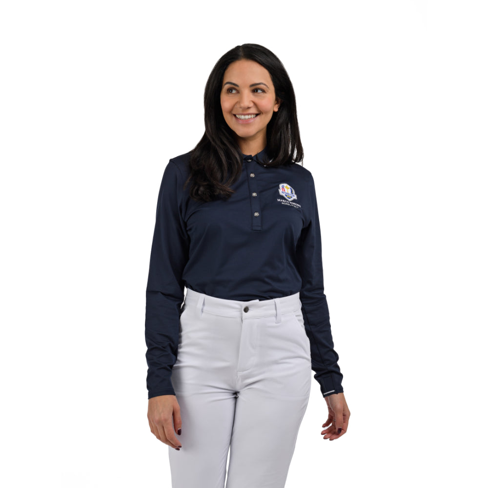 2023 Ryder Cup FootJoy Women's Long Sleeve Thermal Polo Shirt Front