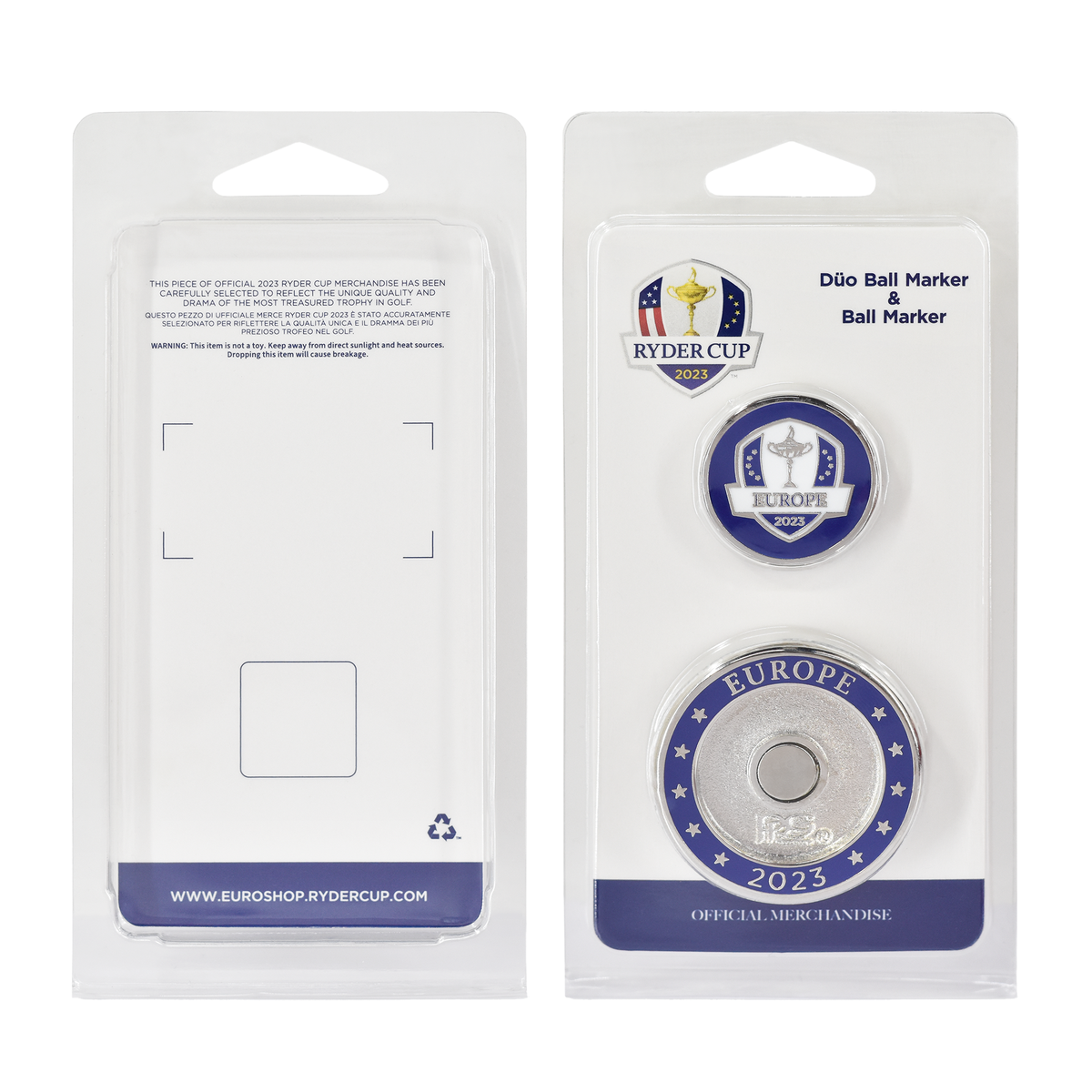 2023 Ryder Cup PRG Team Europe Duo Ball Marker NEW Back